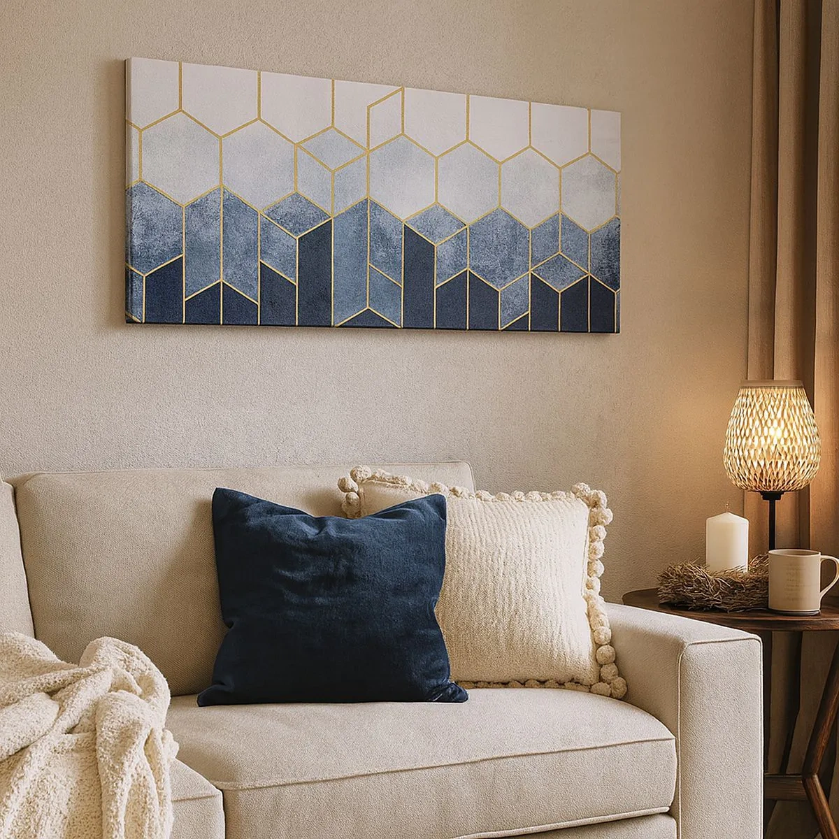 Lærredstryk - Billede på lærred - Komposition i synkoperet rytme - 100x40 cm