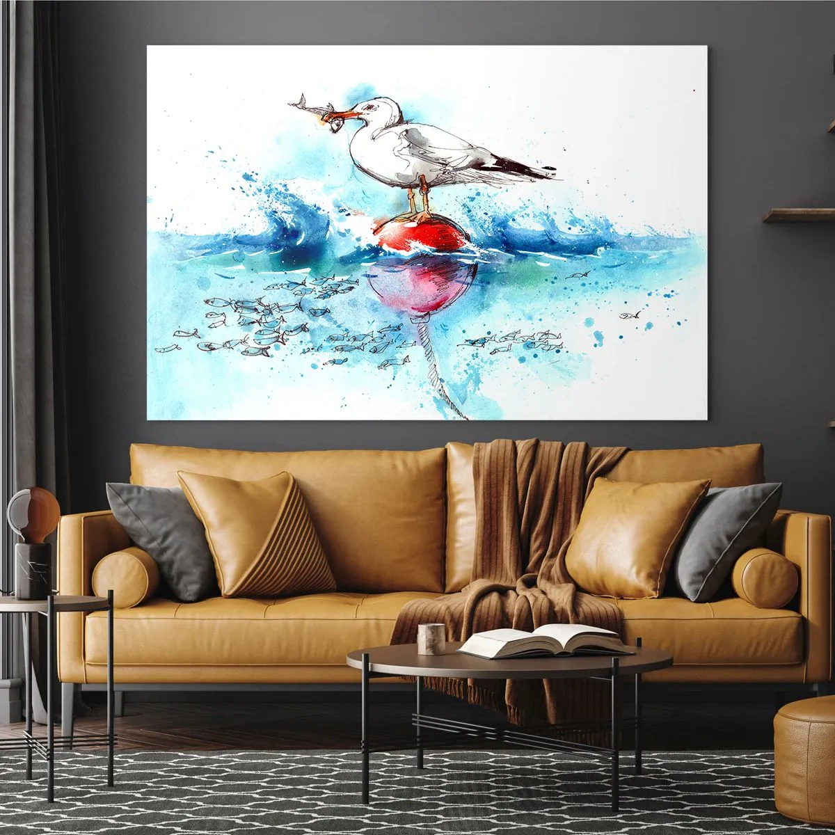 Billede på glas - Succesfuldt fiskeri - 100x70 cm