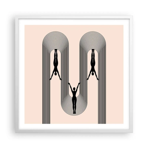 Plakat i hvid ramme - På hovedet nedad - 60x60 cm