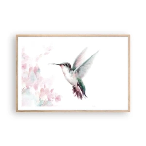 Plakat i ramme af lyst egetræ - Stoppet i flagren - 91x61 cm