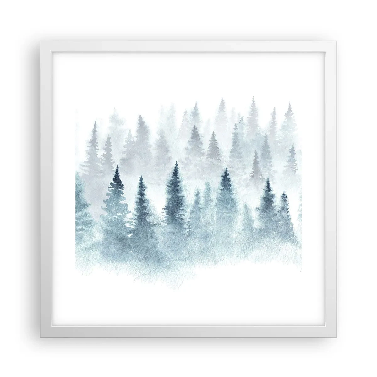 Plakat i hvid ramme - Indhyllet i tåge - 40x40 cm