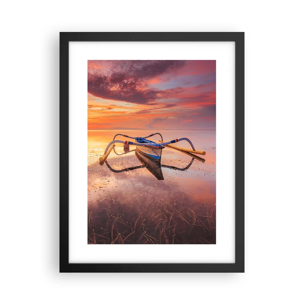 Plakat i sort ramme - Roen ved en tropisk aften - 30x40 cm