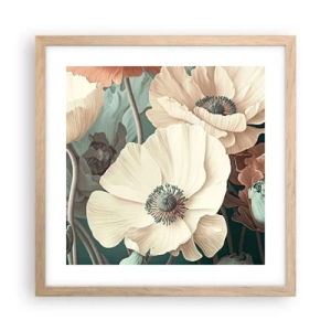 Plakat i ramme af lyst egetræ - Valmuernes hvisken - 40x40 cm