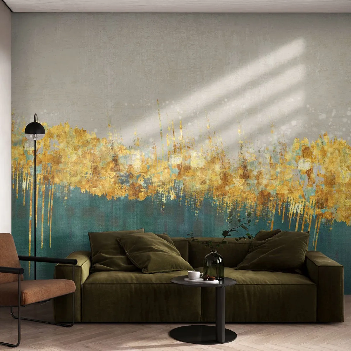 Fototapet Premium Sand - Den gyldne grænse - Art Deco, Stykke, Pastel - 100x70 cm