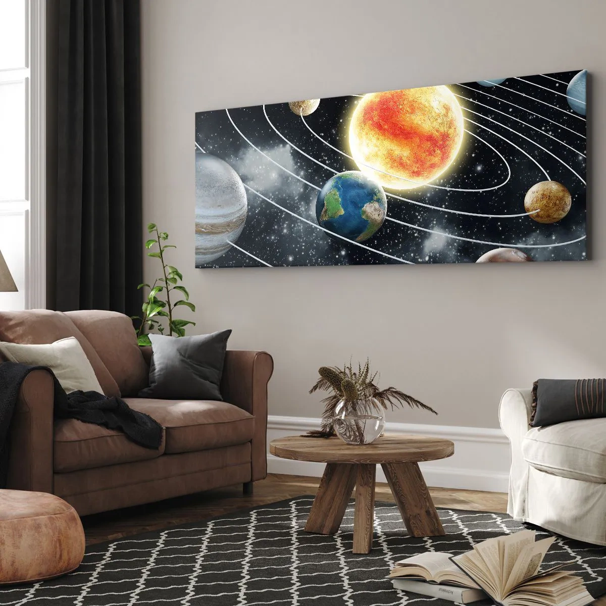 Lærredstryk - Billede på lærred - Kosmisk dans - 160x50 cm