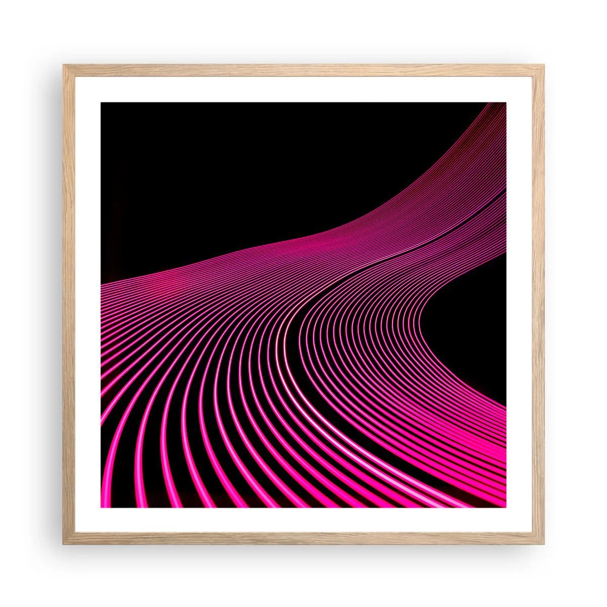 Plakat i ramme af lyst egetræ - En allé af lys - 60x60 cm