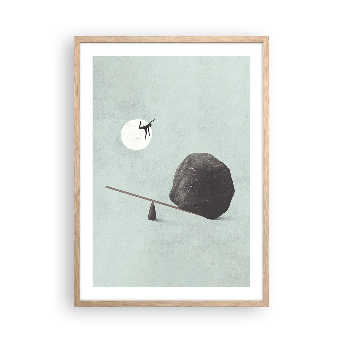Plakat i ramme af lyst egetræ - En drøm går i opfyldelse - 50x70 cm