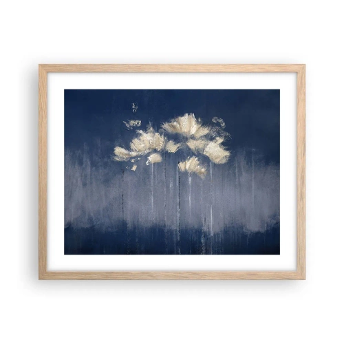 Plakat i ramme af lyst egetræ - Som kronblade i vinden - 50x40 cm