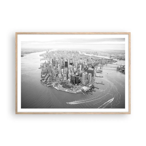 Plakat i ramme af lyst egetræ - Hvordan kan man ikke elske? - 100x70 cm