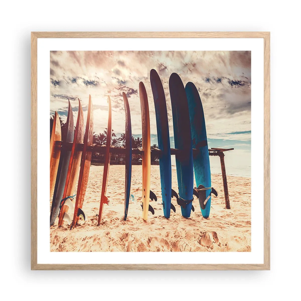 Plakat i ramme af lyst egetræ - Godnat, indtil i morgen - 60x60 cm