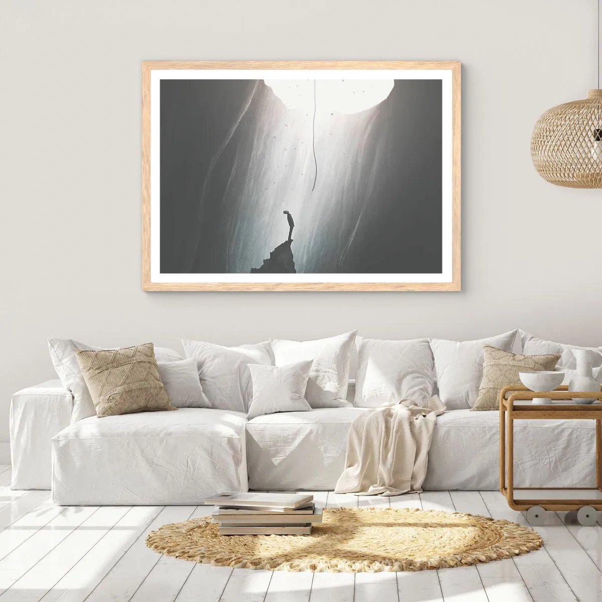 Plakat i ramme af lyst egetræ - Der er altid en vej ud - 50x40 cm