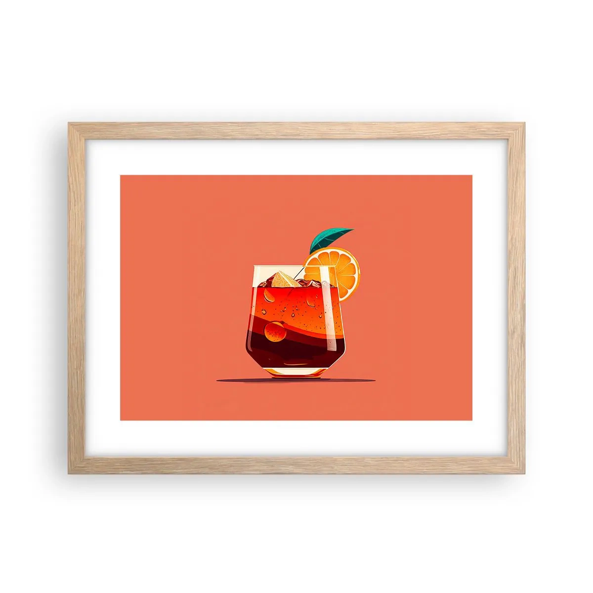 Plakat i ramme af lyst egetræ - Sommerens forfriskning - 40x30 cm