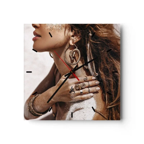 Vægur, Uret - Dronning af den vilde strand - 40x40 cm