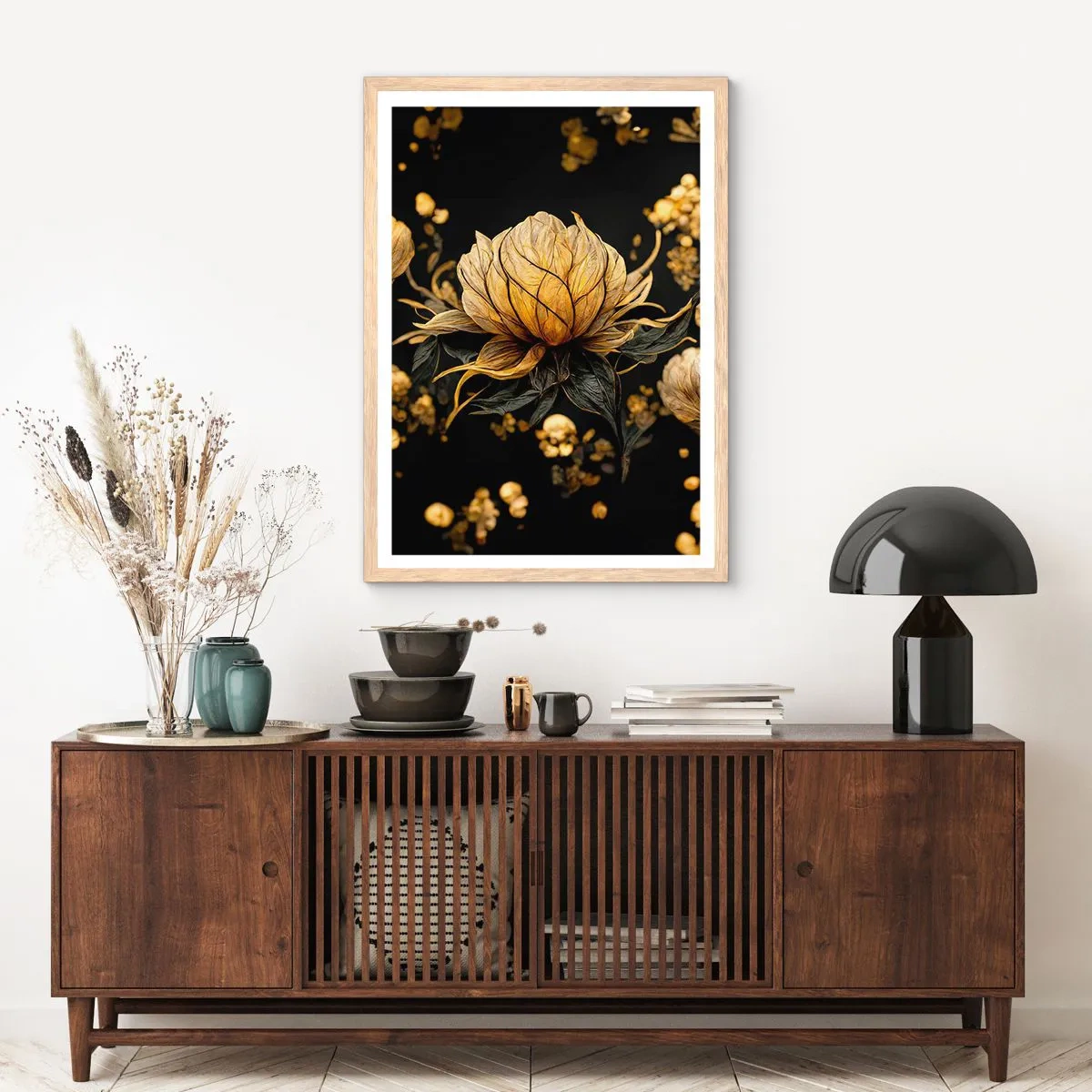 Plakat i ramme af lyst egetræ - Subtil skrøbelighed - 50x70 cm