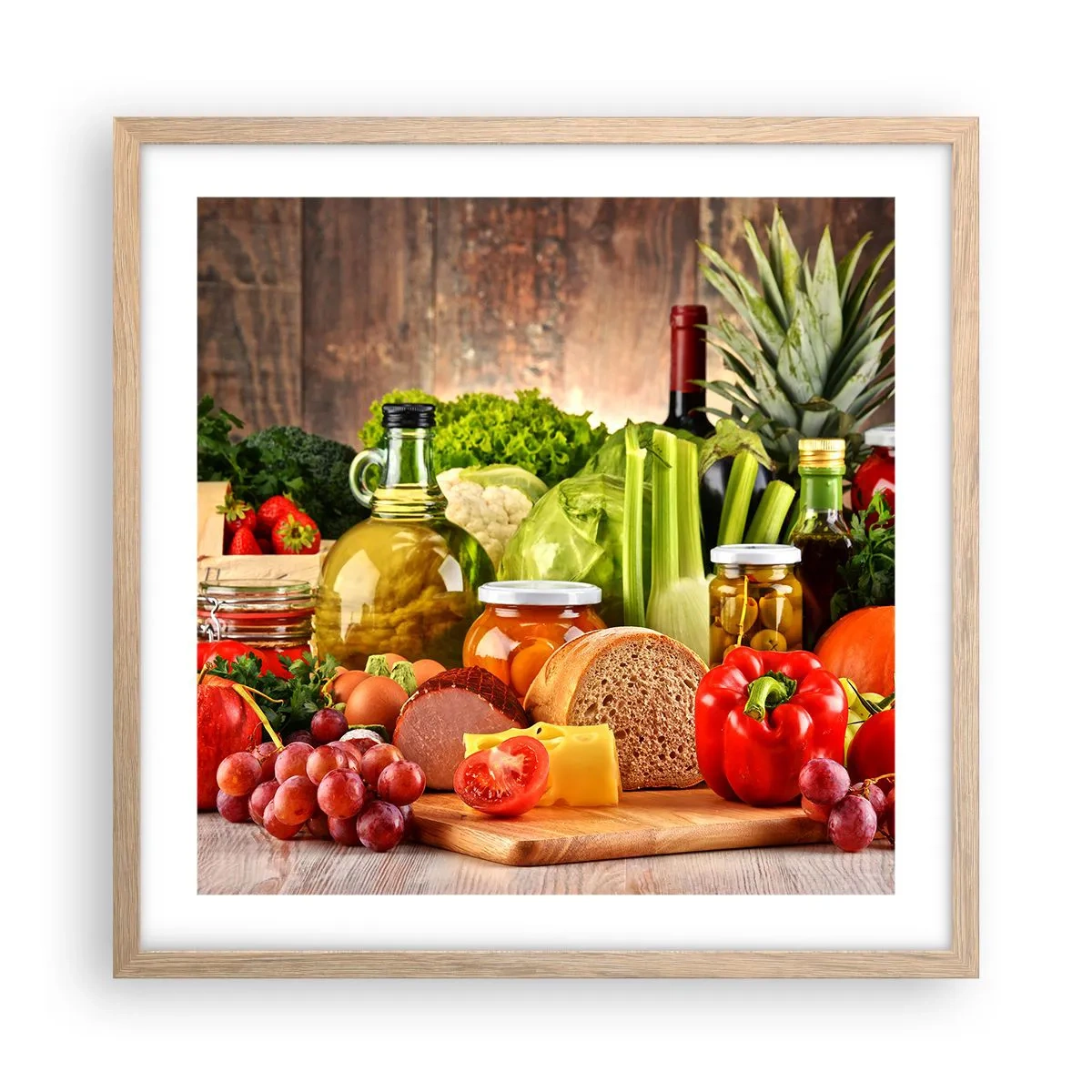 Plakat i ramme af lyst egetræ - Røget, ristet, marineret - 50x50 cm