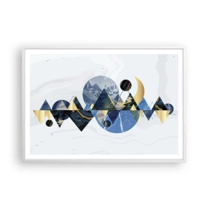 Plakat i hvid ramme - Geometrisk landskab - 100x70 cm
