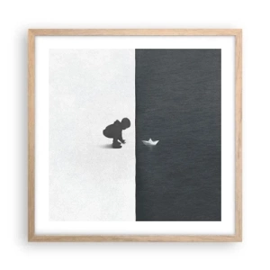 Plakat i ramme af lyst egetræ - Stor ekspedition - 50x50 cm