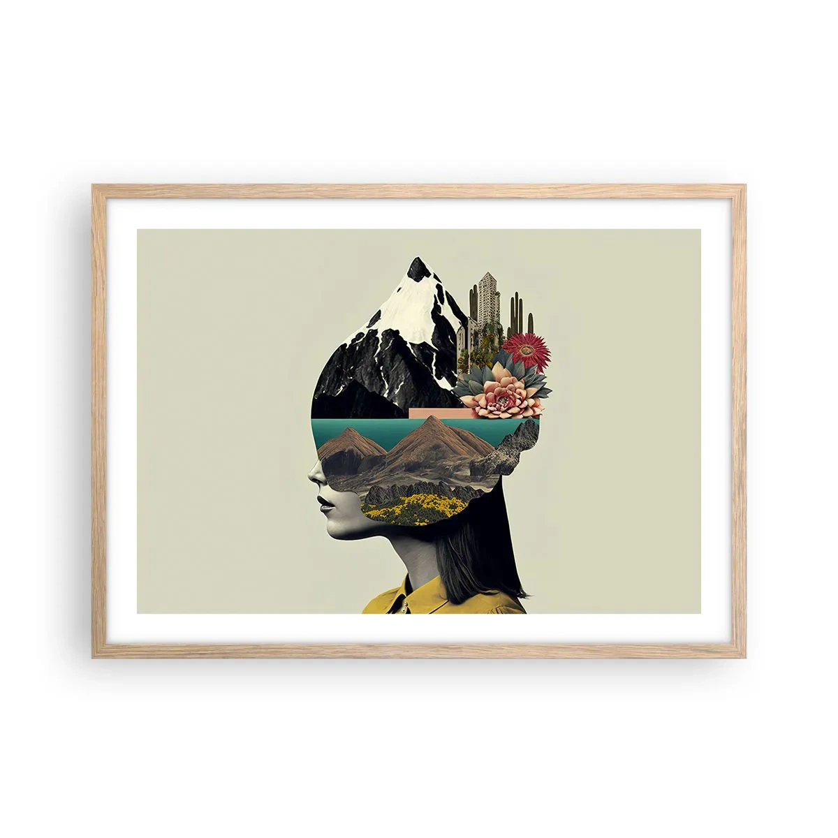 Plakat i ramme af lyst egetræ - Kvinden - altid et mysterium - 70x50 cm