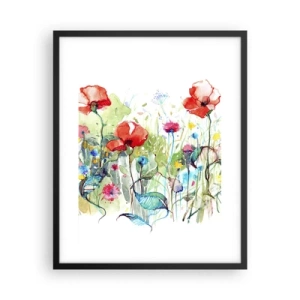 Plakat i sort ramme - En blomstrende eng i maj - 40x50 cm