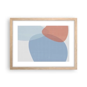 Plakat i ramme af lyst egetræ - Pastelfarvede relationer - 40x30 cm