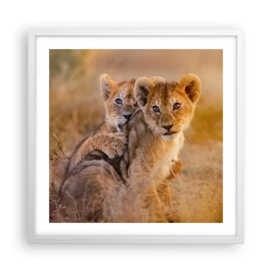 Plakat i hvid ramme - Forstyr ikke! Vi har det sjovt - 50x50 cm