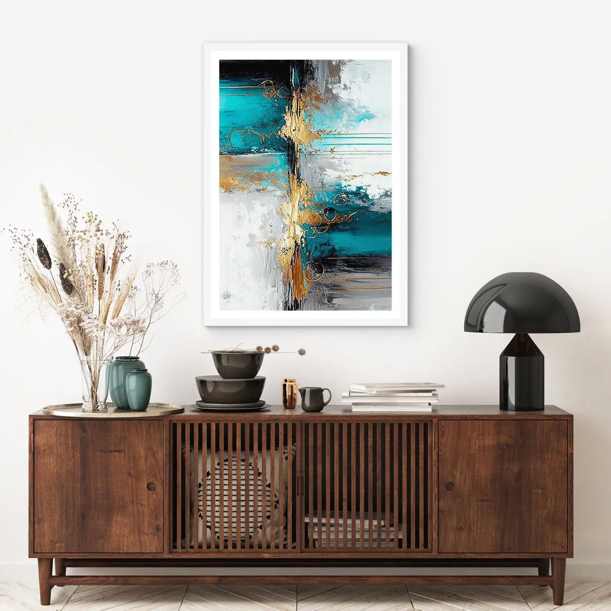 Plakat i hvid ramme - Alting flyder - 50x70 cm