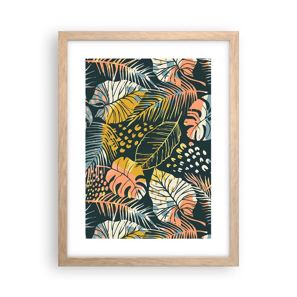 Plakat i ramme af lyst egetræ - Løvrig fantasi - 30x40 cm
