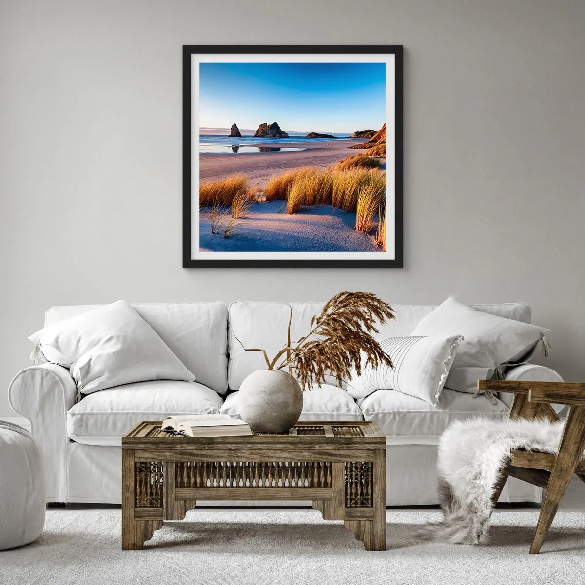 Plakat i sort ramme - For dem, der søger ro - 30x30 cm