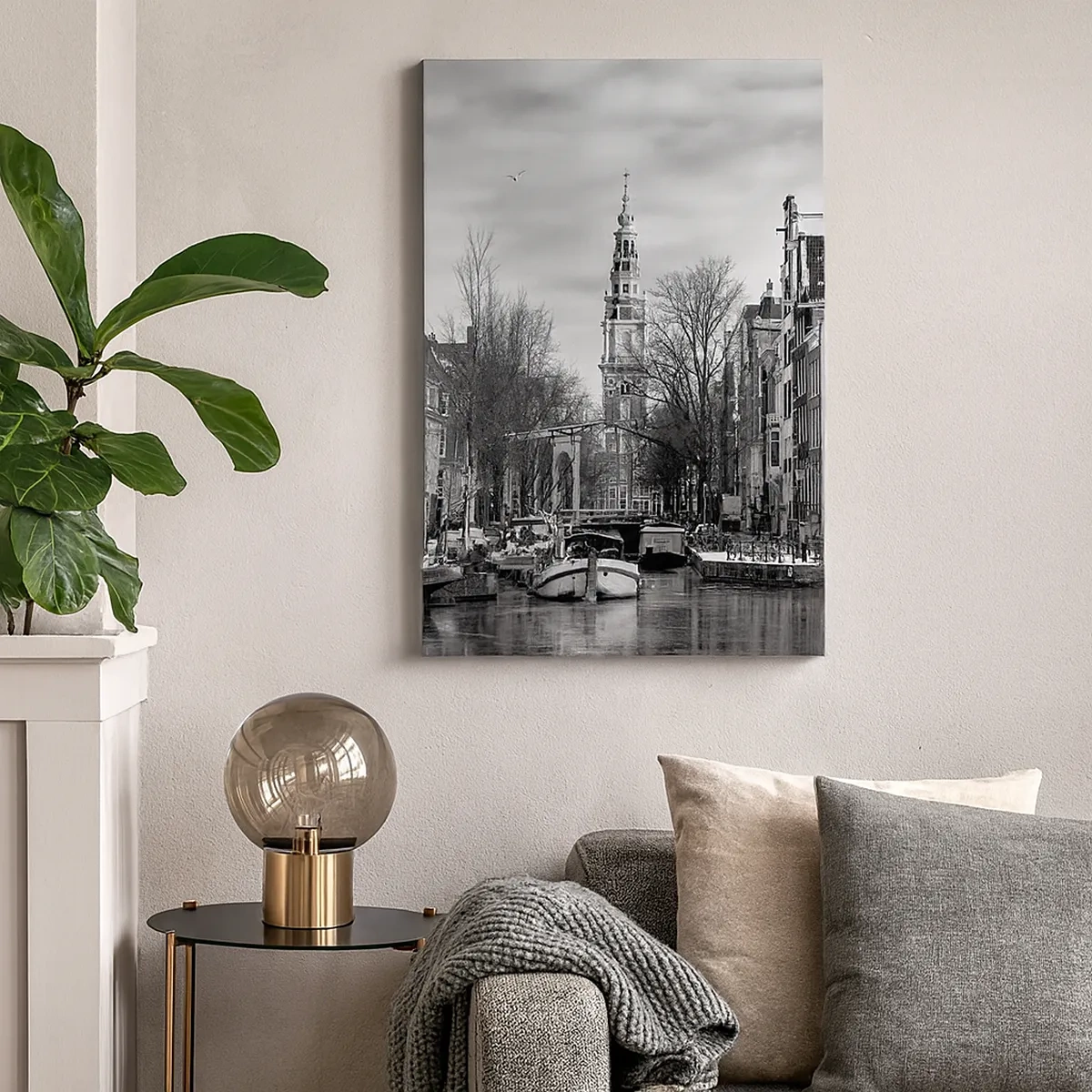 Lærredstryk - Billede på lærred - Amsterdam stemning - 50x70 cm