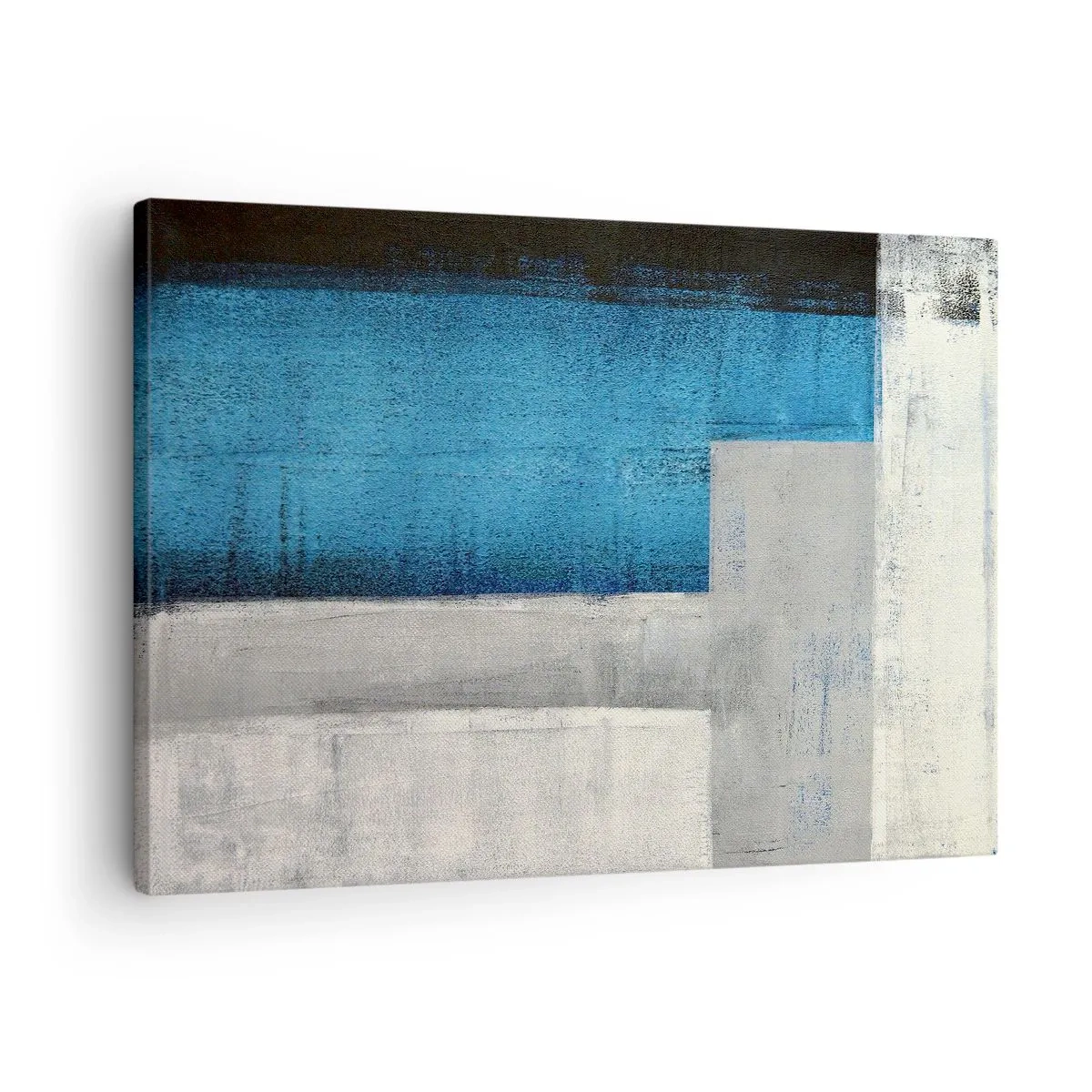 Lærredstryk - Billede på lærred - En abstrakt komposition med nuancer af blå, grå og hvid. - 70x50cm - Poetisk komposition af grå og blå - Moderne vægdekoration til stue og soveværelse ARTTOR