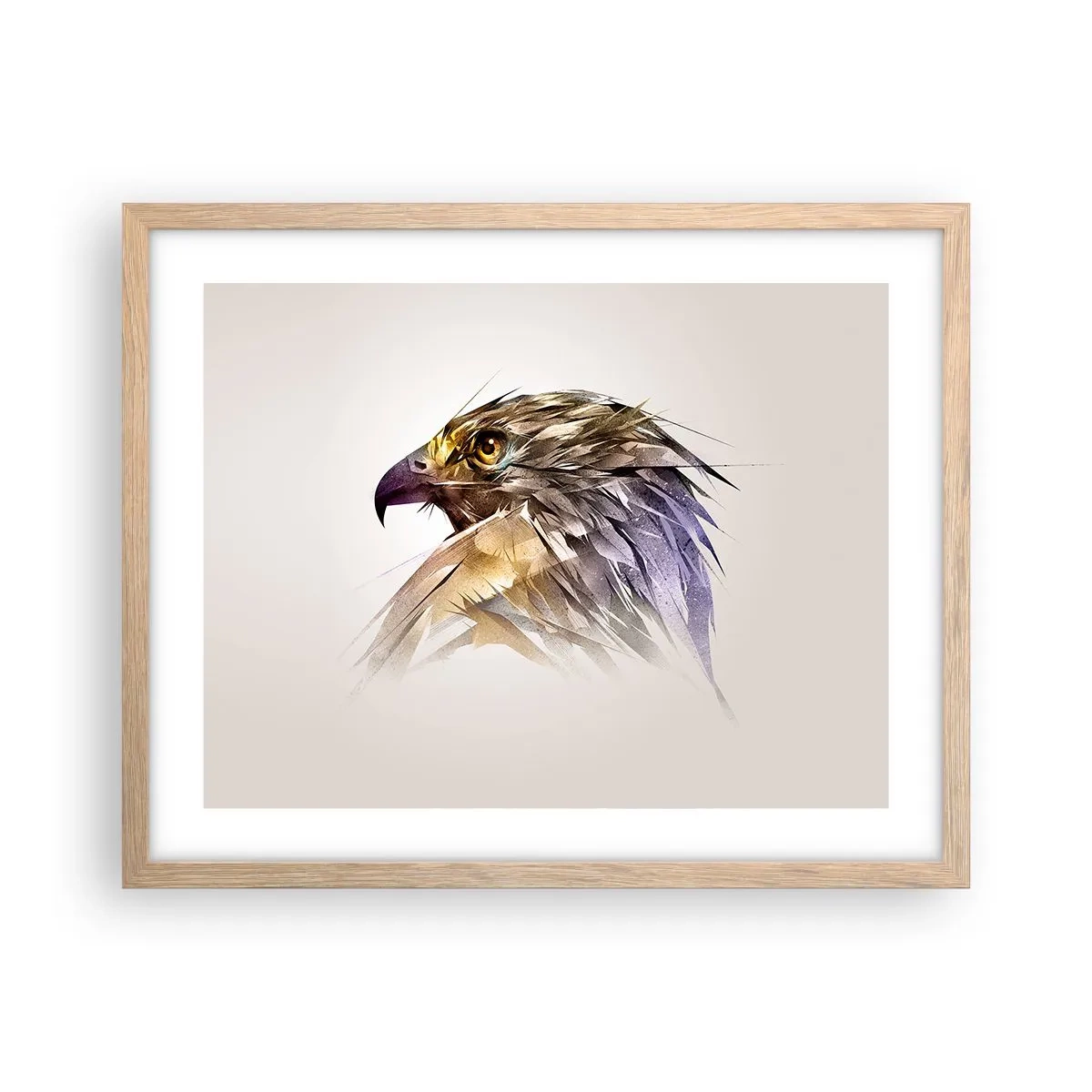 Plakat i ramme af lyst egetræ - Portræt af en kriger - 50x40 cm