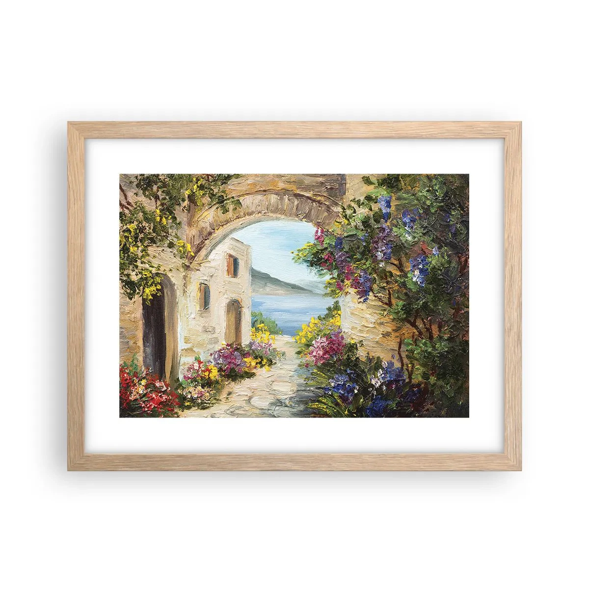 Plakat i ramme af lyst egetræ - Charmen af kystlandskabet - 40x30 cm