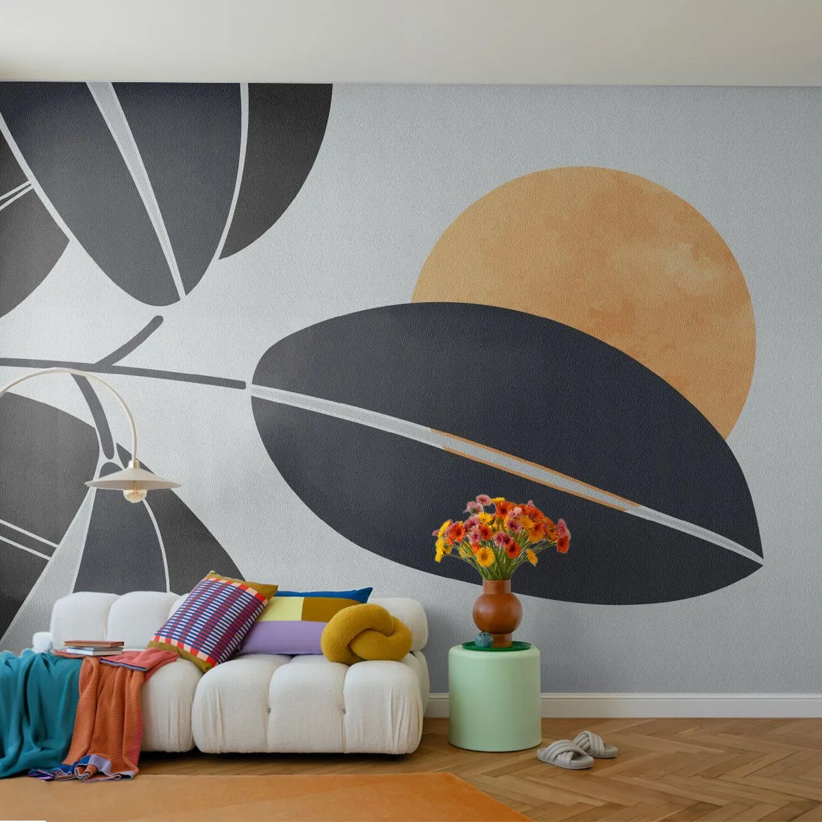 Fototapet Premium Sand - En dag med varm sommer - Botanik, Blade, Minimalisme - 250x175 cm