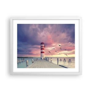 Plakat i hvid ramme - Det er tid til havnen - 50x40 cm