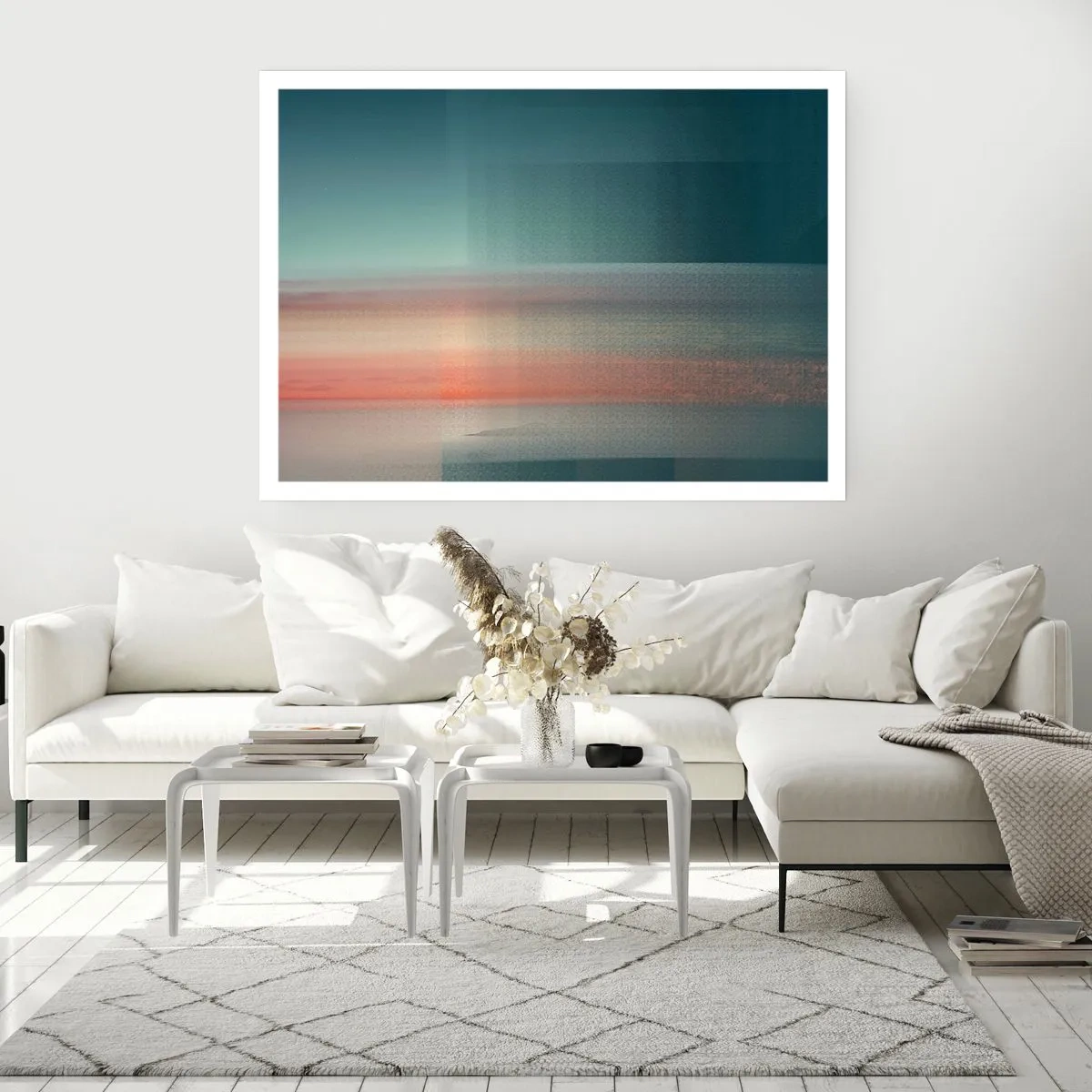 Plakat - Abstraktion: bølger af lys - 91x61 cm