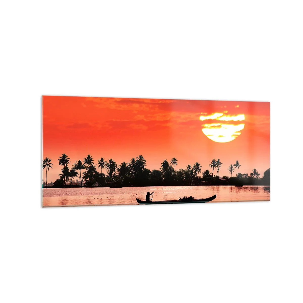 Billede på glas - Tropernes ro ved solnedgang - 120x50 cm