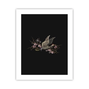 Plakat - Eksotisk broderet fugl - 40x50 cm