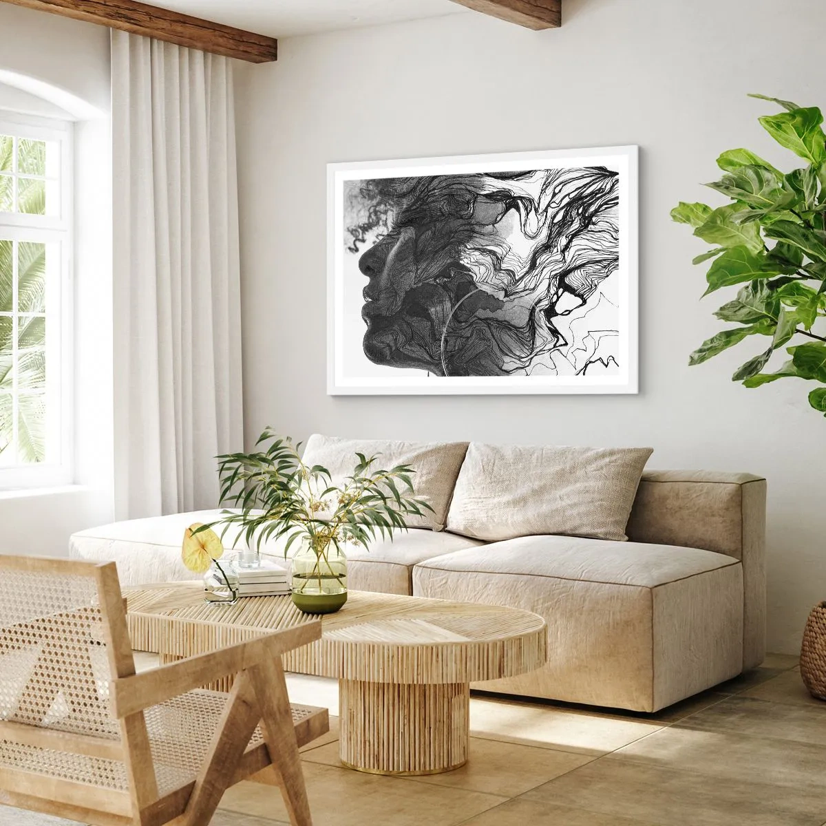 Plakat i hvid ramme - Forviklet i drømme - 100x70 cm