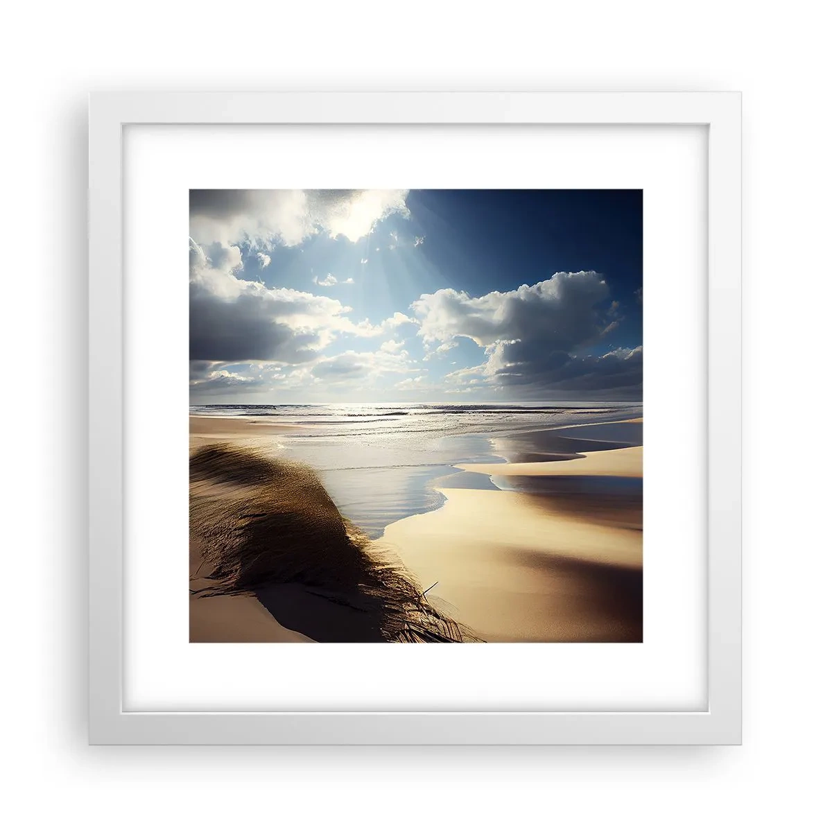 Plakat i hvid ramme - Strand, vild strand - 30x30 cm