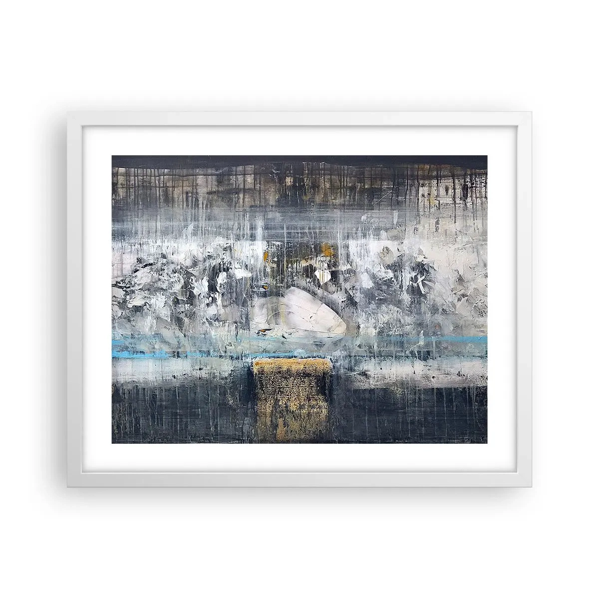 Plakat i hvid ramme - Som på is, som på fortovet - 50x40 cm