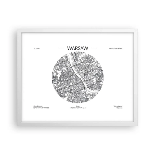 Plakat i hvid ramme - Warszawas anatomi - 50x40 cm