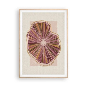 Plakat i ramme af lyst egetræ - Strålende abstraktion - 70x100 cm