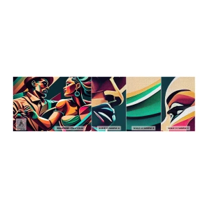 Prøve Fototapet Premium Canvas - I hjertets rytme - Kubisme, Par, Dans - 100x30 cm