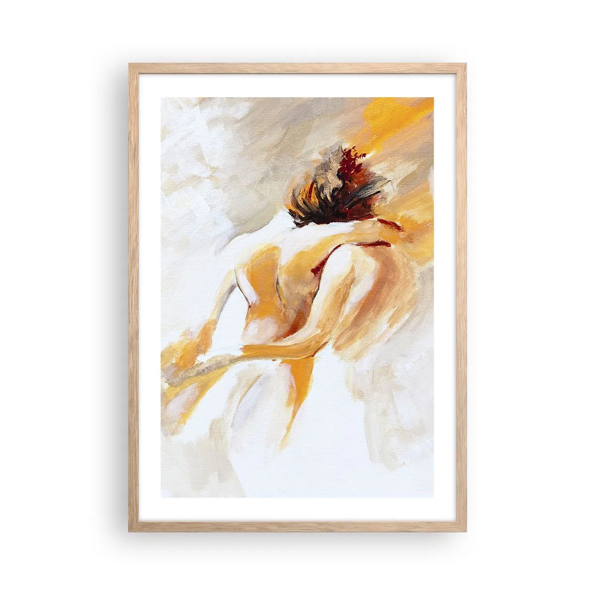 Plakat i ramme af lyst egetræ - I himlen af nærhed - 50x70 cm