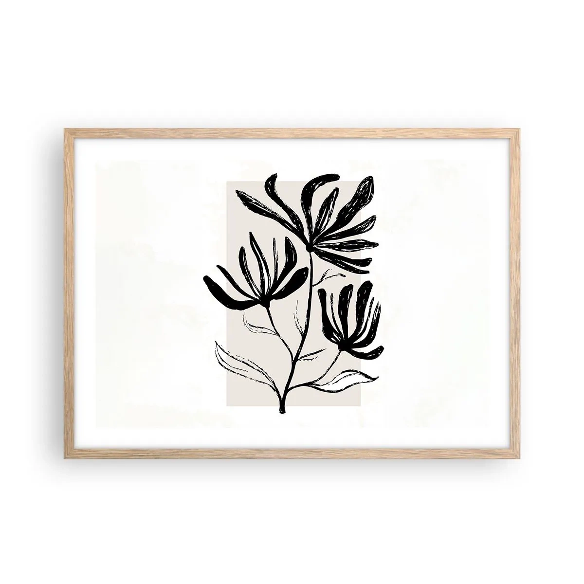 Plakat i ramme af lyst egetræ - Skitse til et herbarium - 70x50 cm