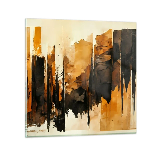 Billede på glas - Harmoni af sort og guld - 30x30 cm