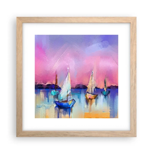 Plakat i ramme af lyst egetræ - Retning: brede farvande - 30x30 cm