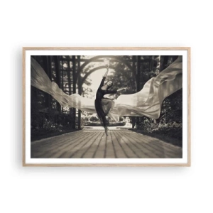 Plakat i ramme af lyst egetræ - Dans i haven - 100x70 cm