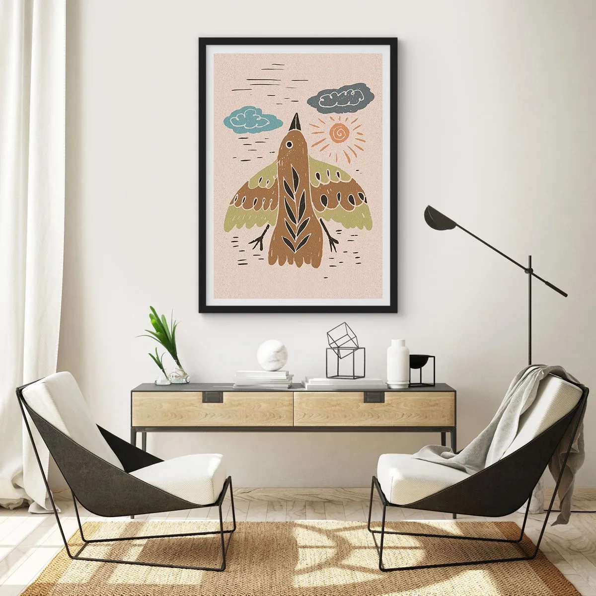 Plakat i sort ramme - Glædelig flugt - 50x70 cm