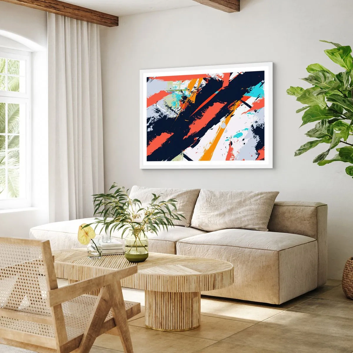Plakat i hvid ramme - Dynamisk sammensætning - 91x61 cm